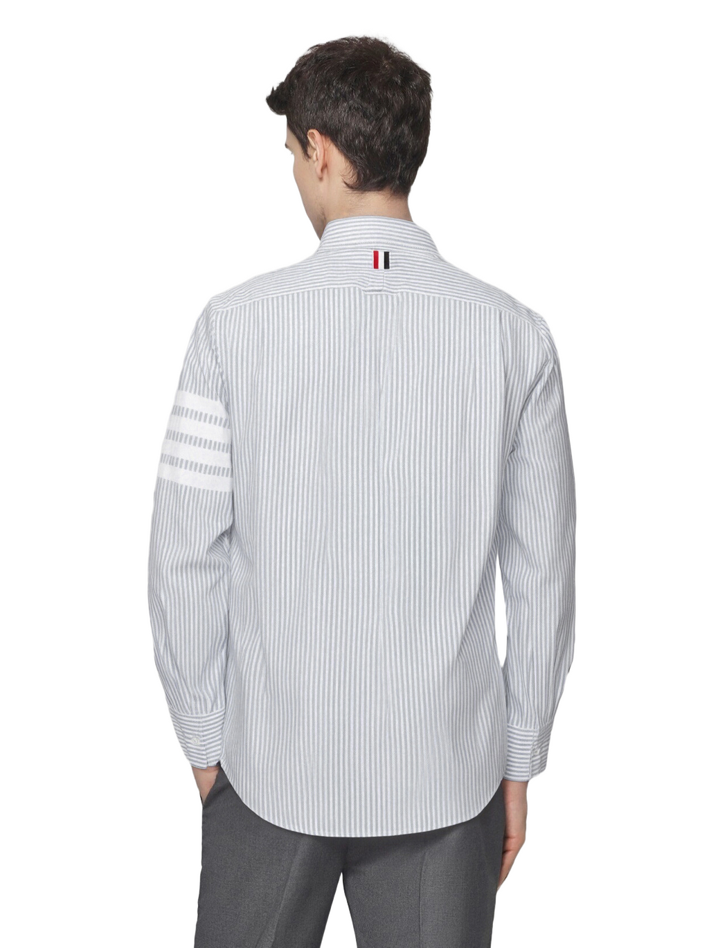 Men's Striped Long-Sleeve Shirt — Classic Button Collar | Thom Browne