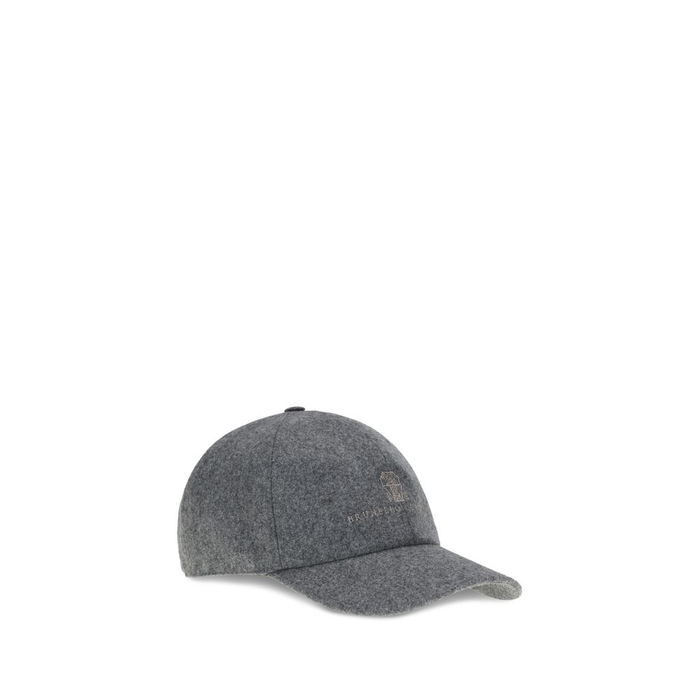 Brunello Cucinelli Gray Wool Baseball Cap