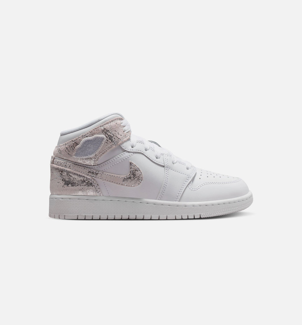 Air Jordan 1 Mid SE | Grade School Lifestyle Shoe | White/Field Silver