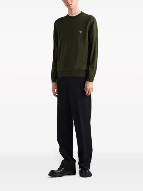 Prada logo-embroidered wool sweater
