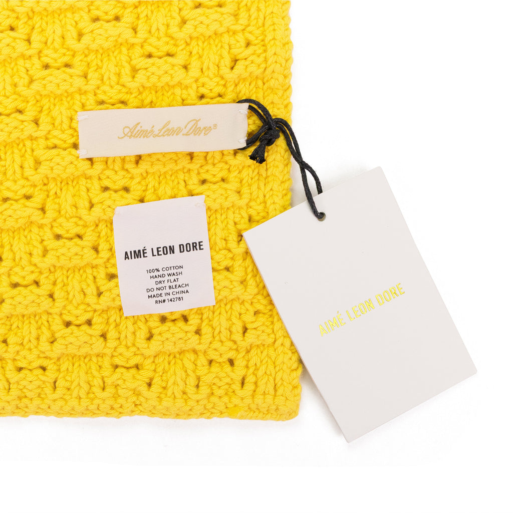 YELLOW EYELET KNIT SCARF