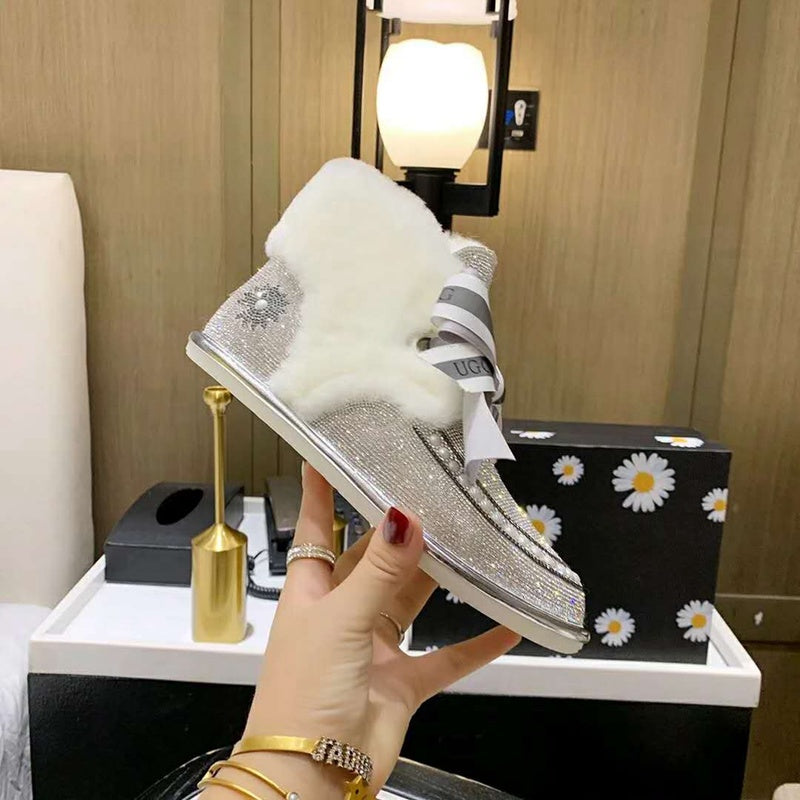 Daisy Crystal Ribbon Snow Boot — Silver White | New Arrival | In Stock