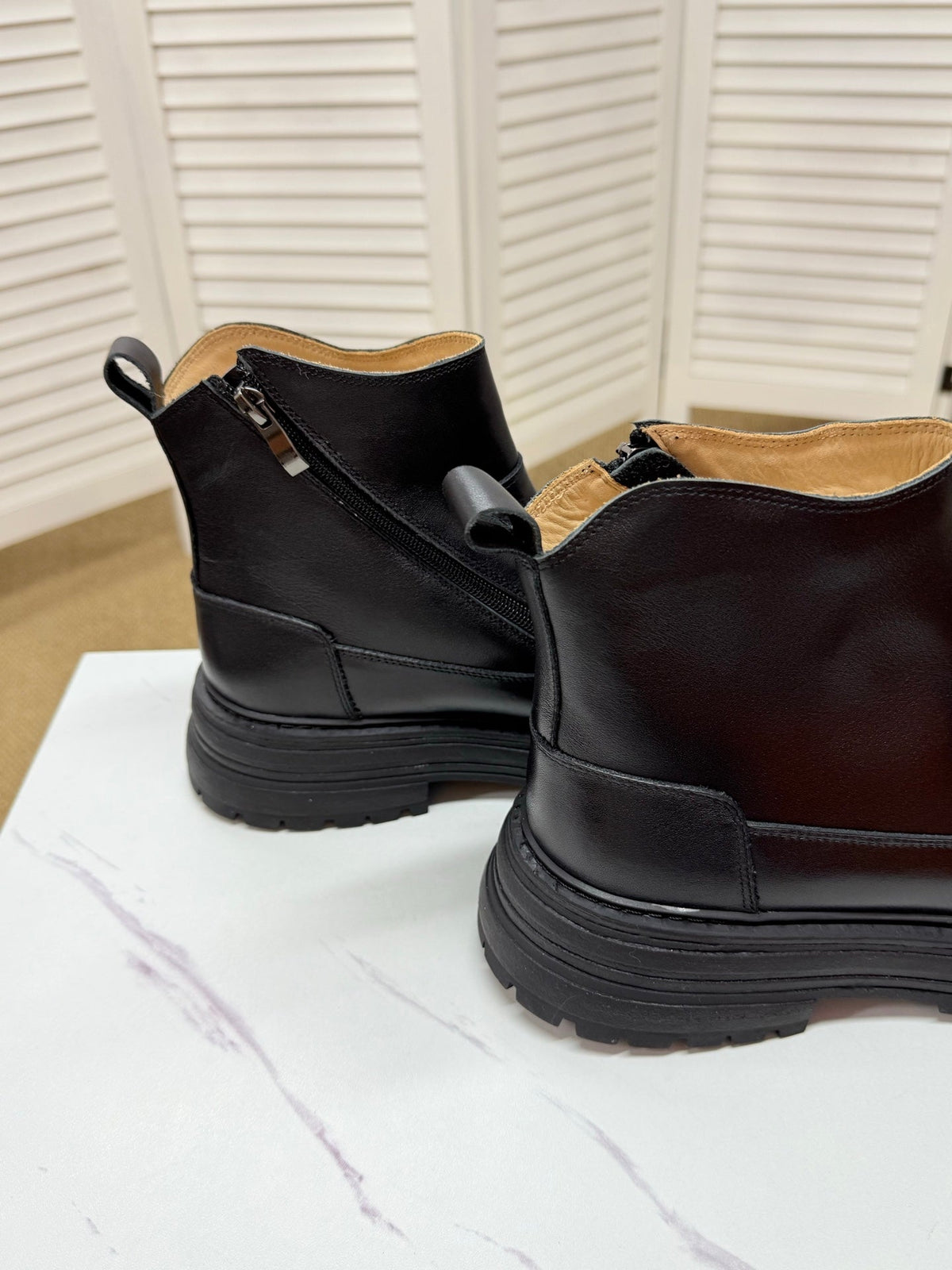 UGG Black Leather Side-Zip Boots