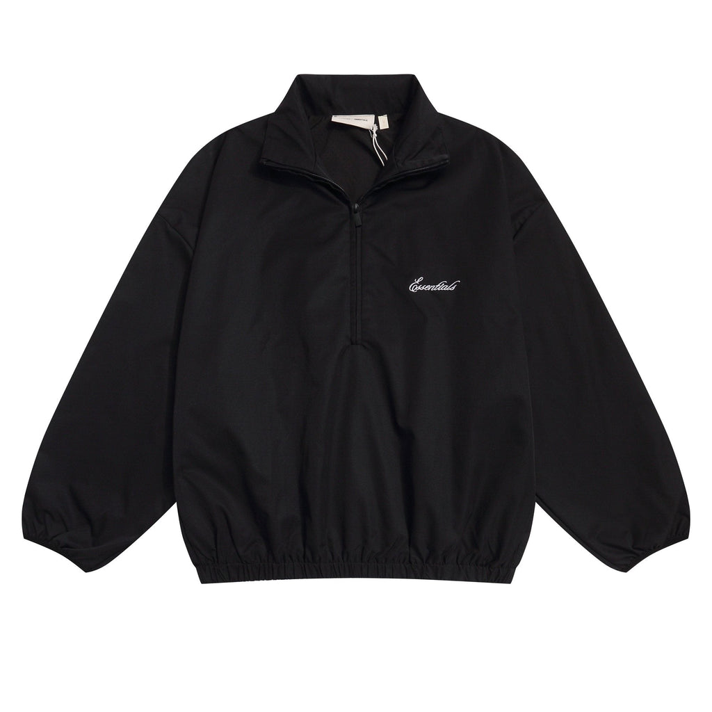 Essentials Black Half-Zip Windbreaker Jacket