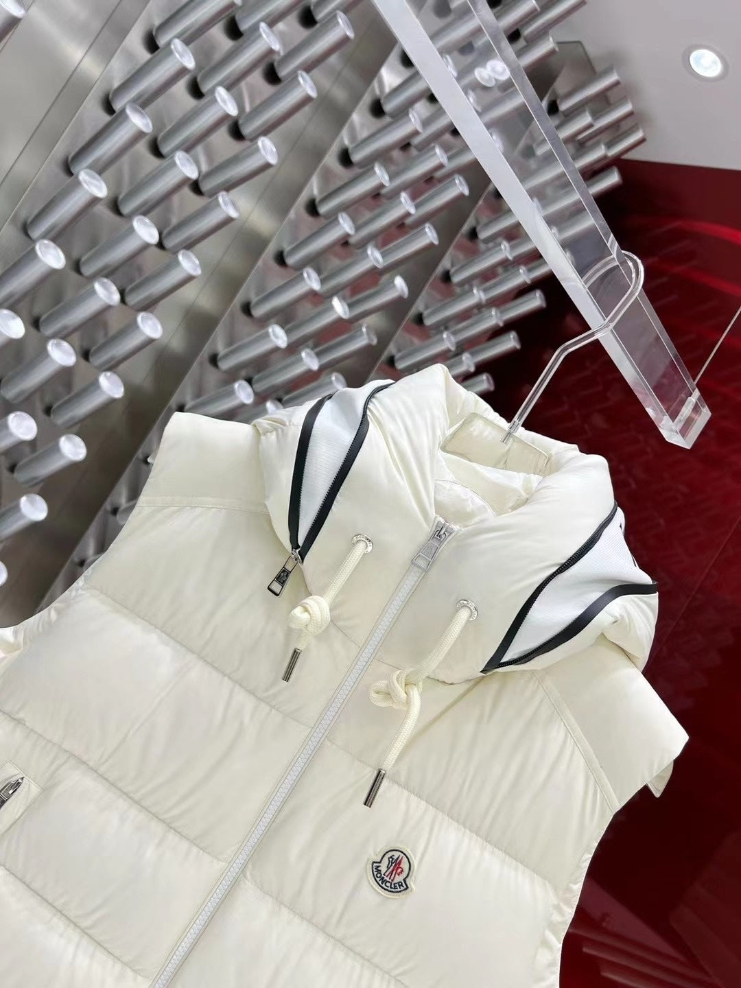 Canada Goose White Down Jacket with Black Contrast Trim