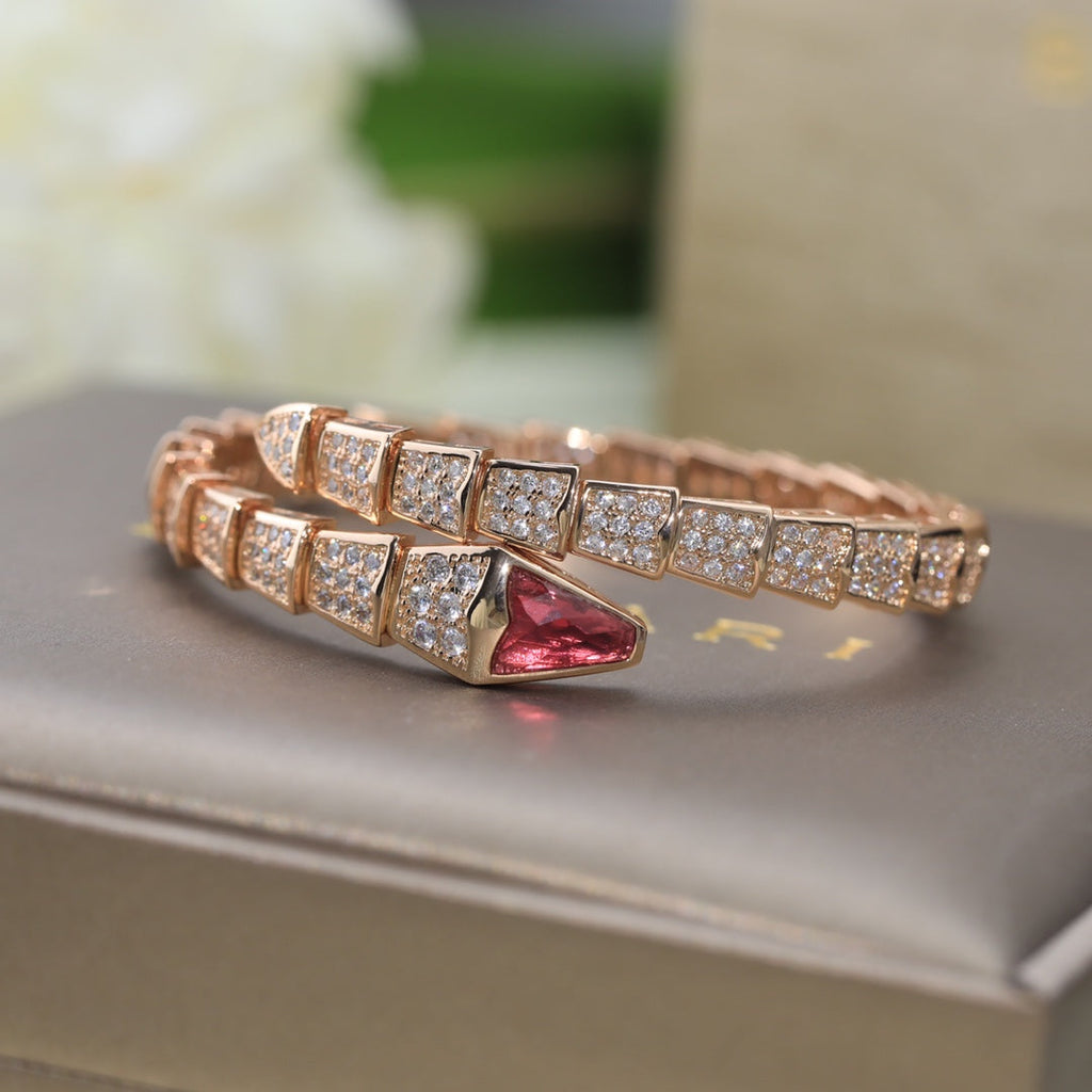 BVLGARI Serpenti Snake-Head Full-Diamond Bracelet