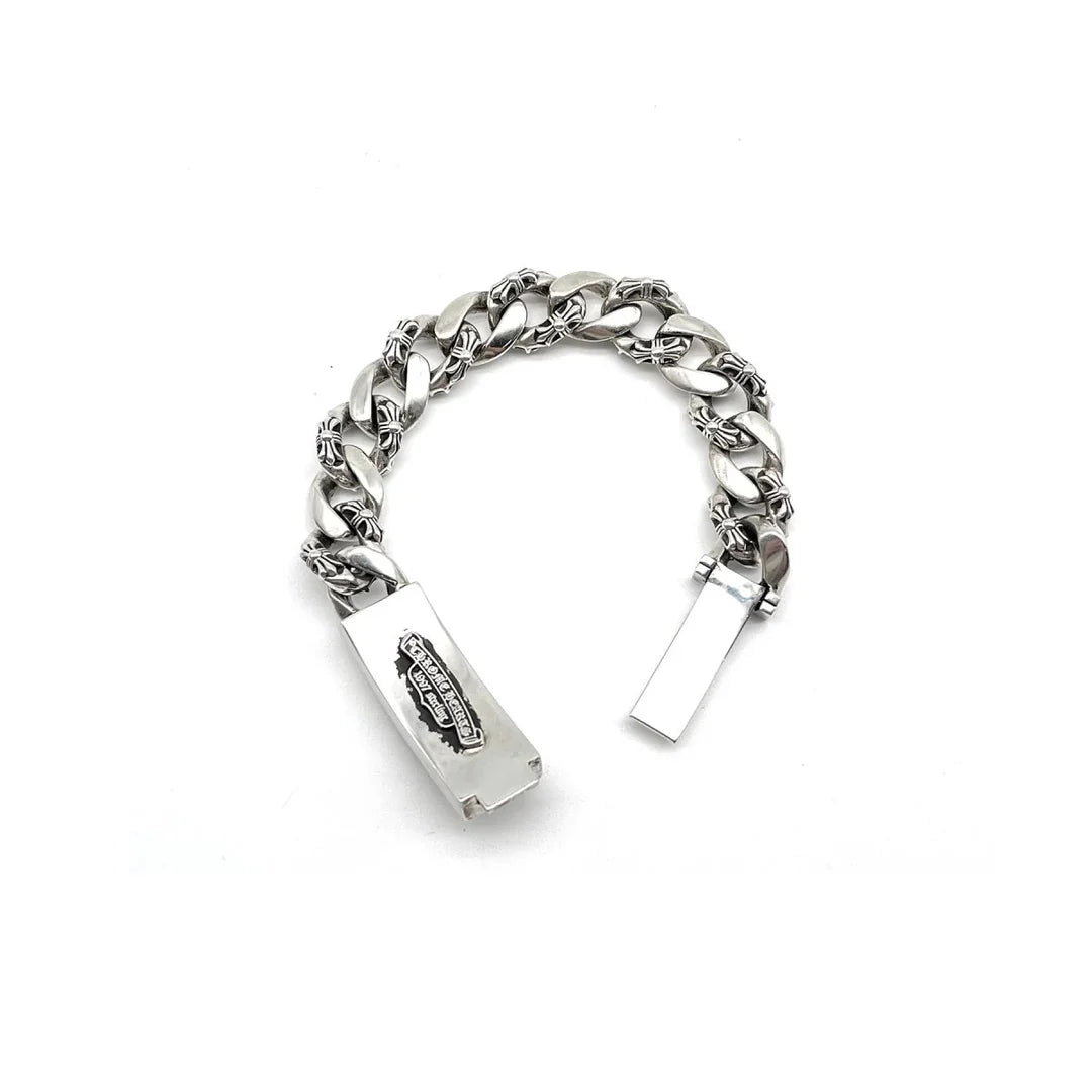 Chrome Hearts Silver Cross Link Cuban Bracelet