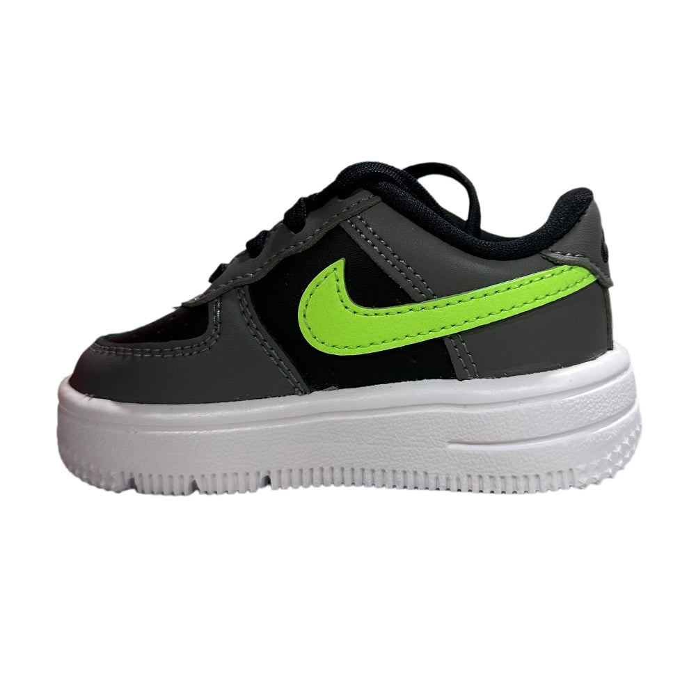Toddler's Nike Force 1 Low Lace Black/Lime Blast-Smoke Grey (IF1674 003)