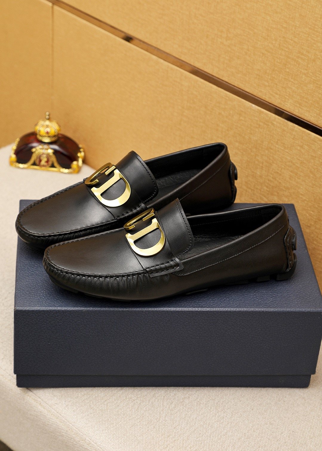 Dior Black Gold-Tone Hardware Loafers