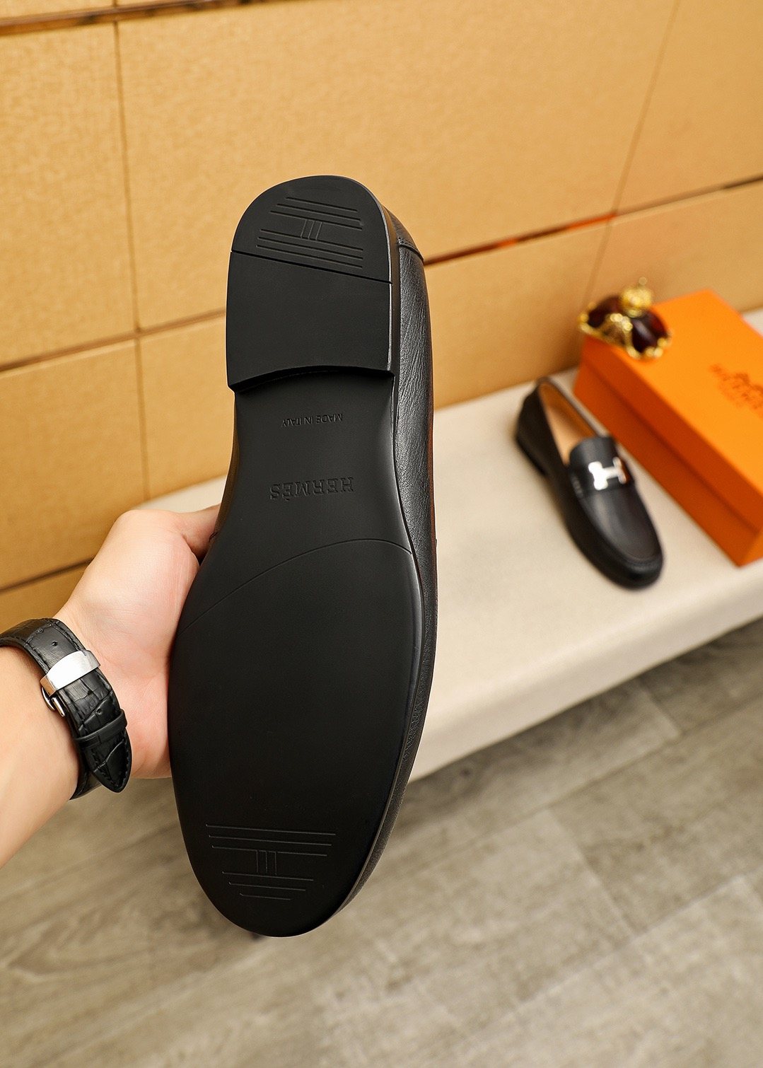 Hermès Black H-Hardware Loafers - Leather Lining