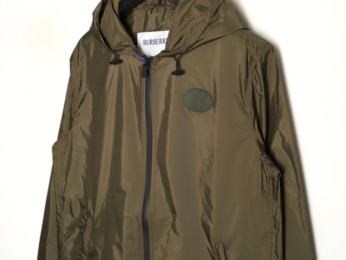 Burberry Equestrian Emblem Hooded Zip Jacket - Olive